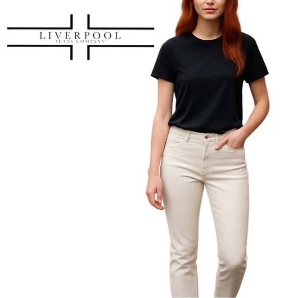 Liverpool Jeans Company Women's Cream Slim Straight Jeans